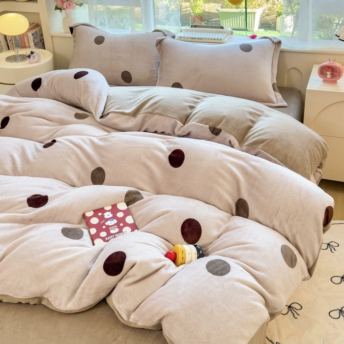 Demi-season velvet warm jeans, children's set, fleece fitted sheet, keep warm fleece duvet cover, 4 piece set, 3 piece set