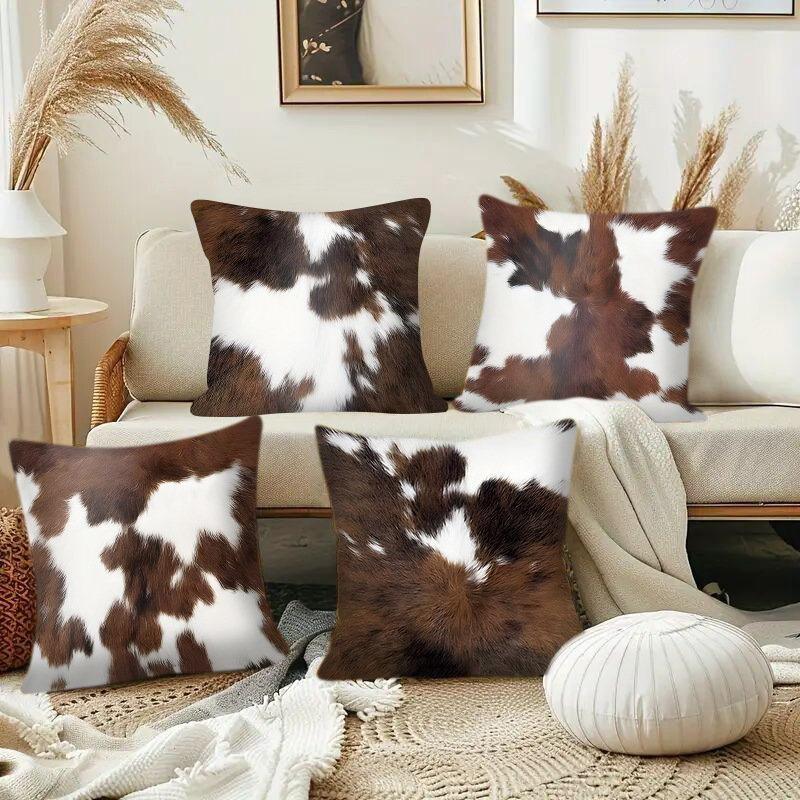 Nuevo estilo transfronterizo animal patrón de vaca funda de almohada manchada sofá de Amazon almohada de dormitorio funda de almohada con estampado de felpa