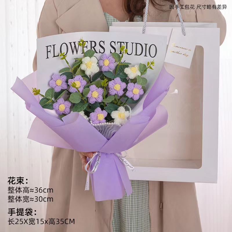 Día de San Valentín para enviar a las niñas ramos tejidos a mano