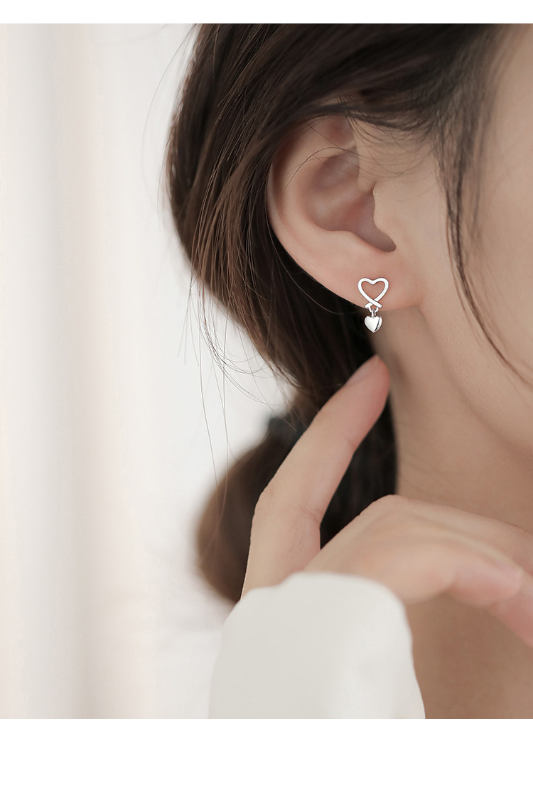 3g Weight 925 Sterling Silver Ear Needle Material 1 Pair 925 Sterling Silver 925 Sterling Silver Earrings Heart Shape Drop Earrings
