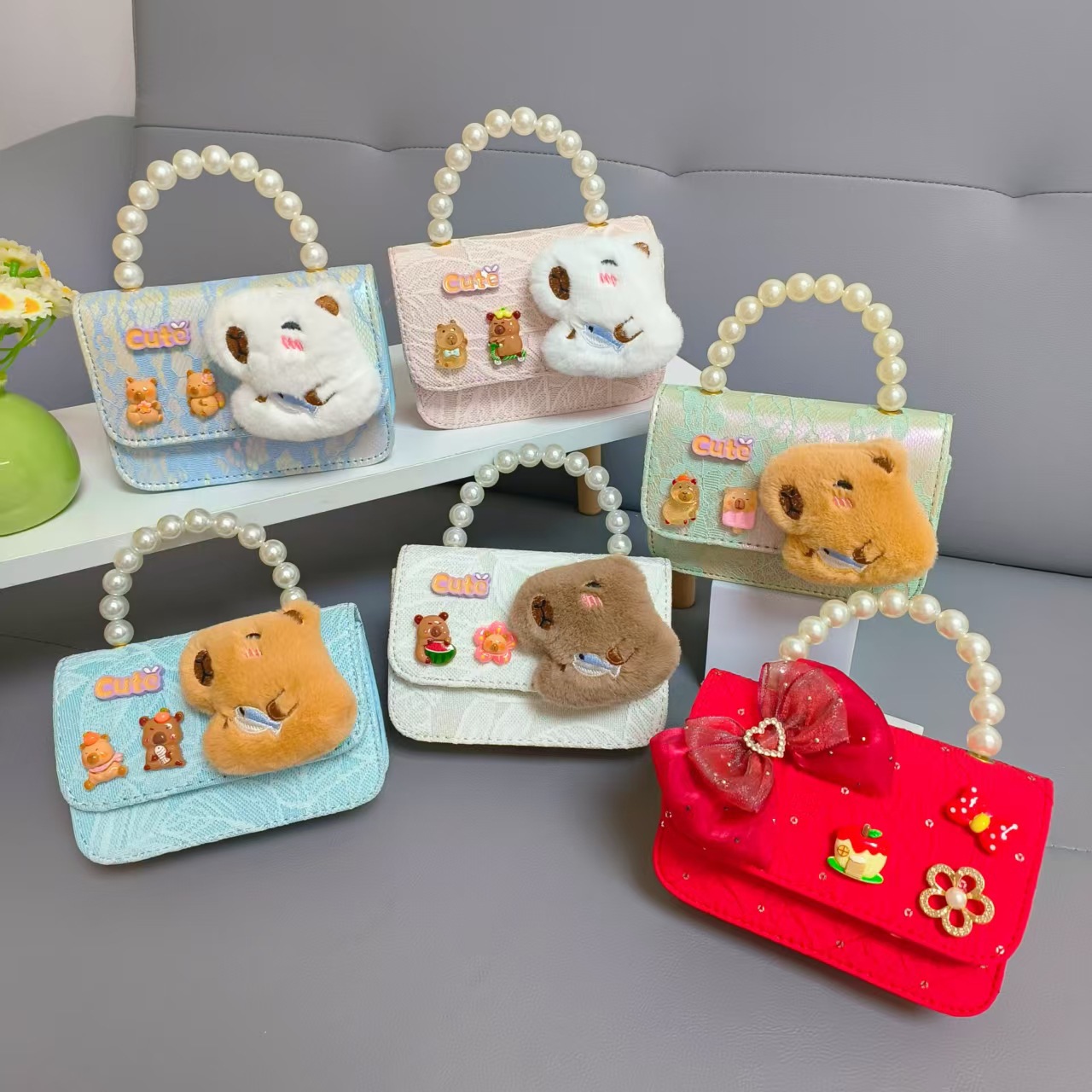 Bolsos infantiles princesa bolso de perlas bolso de Año Nuevo de niña bolso de hombro bolso de cadena bolso pequeño