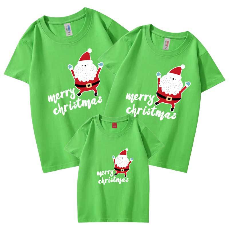 Camiseta venta al por mayor verano inglés Santa Claus auto-producido y auto-vendido algodón refinado padre-hijo Clase de ropa venta rápida niños de manga corta cuello redondo