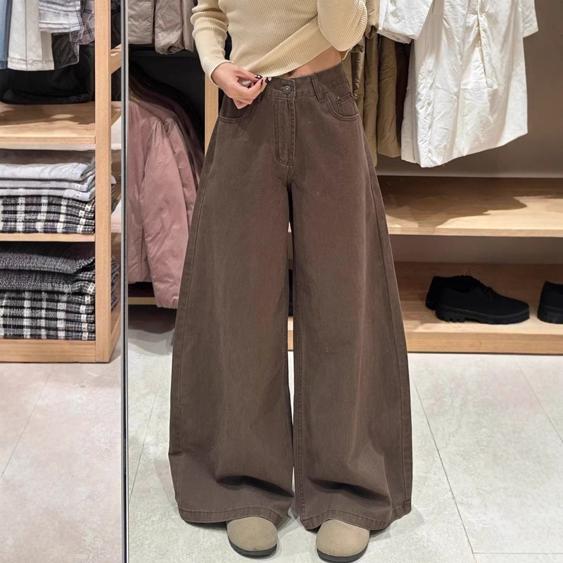 Melard Coffee-Colored High-Waisted Wide-Leg Jeans for Women, 2026 Spring/Summer New Style, Loose Fit, Slimming, Drapey, Floor-Length Pants Melard Coffee-Colored High-Waisted Wide-Leg Jeans for Women, 2026 Spring/Summer New Style, Loose Fit, Slimming, Drapey, Floor-Length Pants