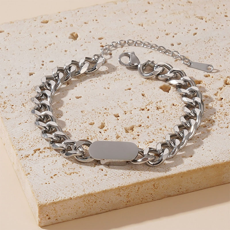 Personalised Cuban Chain Bracelet Titanium Steel Engraved Gift_voghion.com