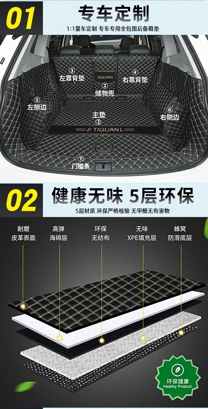 Volkswagen Tiguan L trunk mat full coverage car interior accessories 2025 Tiguan Pro trunk mat