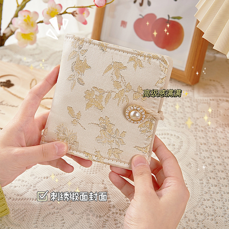 Galería de tarjetas de Gao Yan Yigong Ge nuevo estilo chino bordado álbum de fotos de tela de macarrón 3 pulgadas de tarjetas de almacenamiento de beans