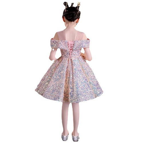 2024夏季新款儿童礼服花童亮片小女孩主持人洋气走秀女童演出服