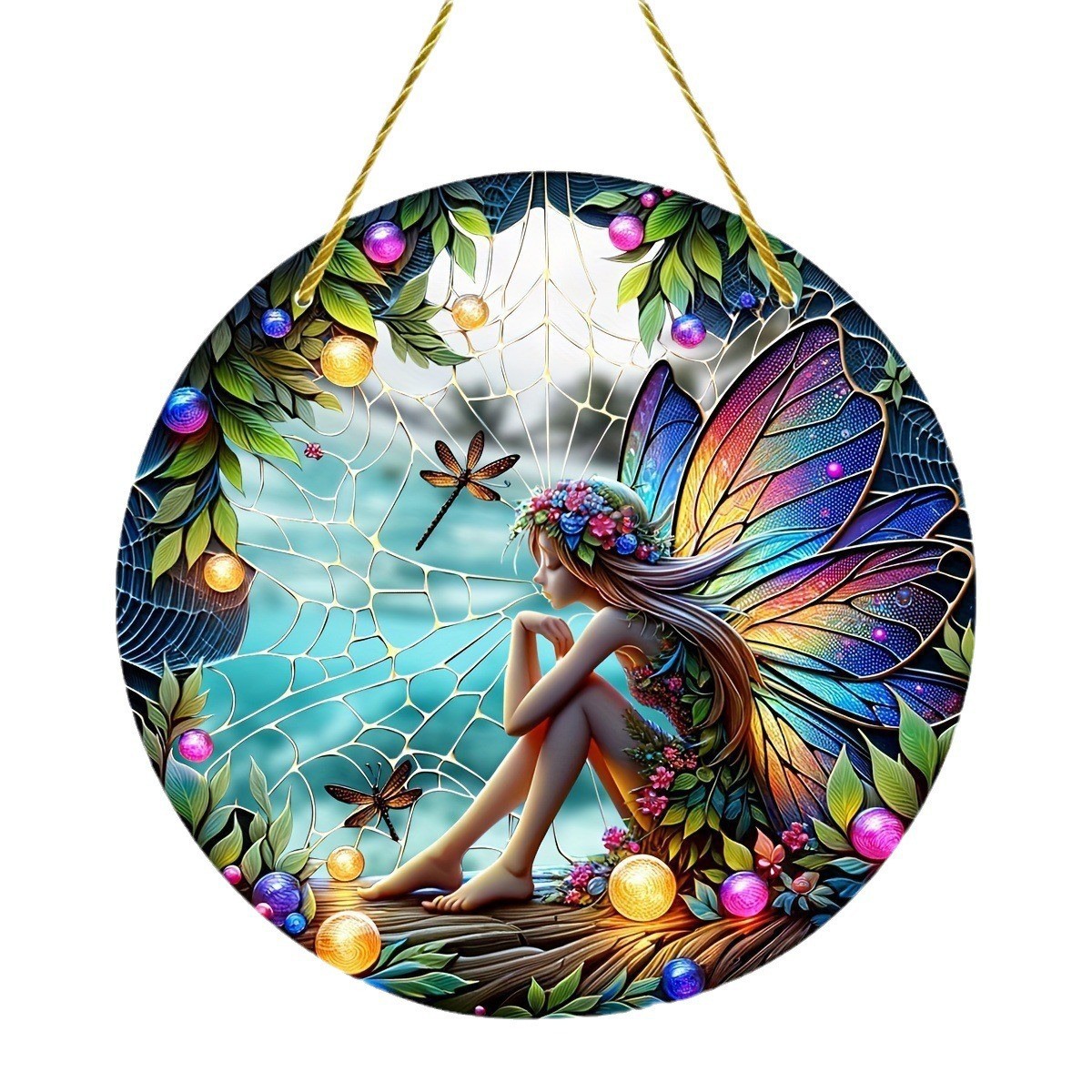 Decoración creativa transfronteriza acrílica disco plano colgar princesa de cuento de hadas belleza figura de captura de sol ventana decoración porche