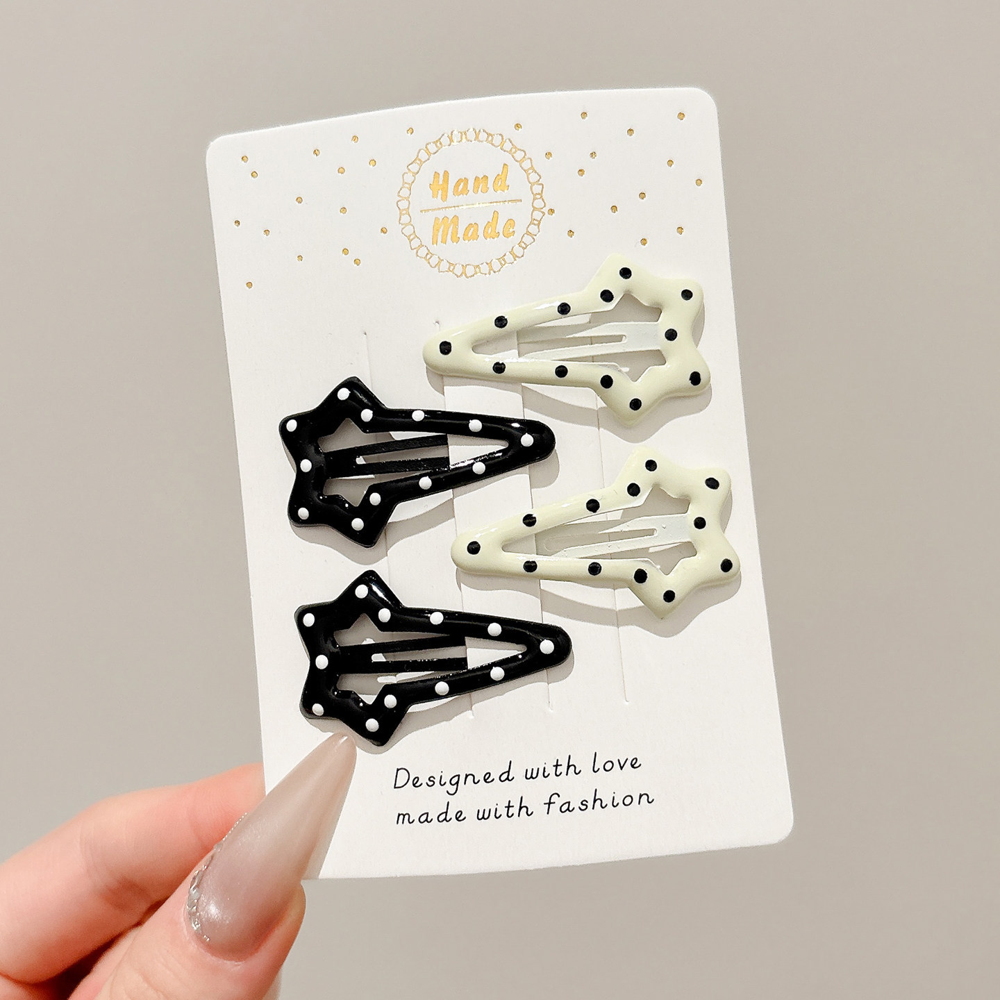 3#흑백 도트 육망성 - 4cm