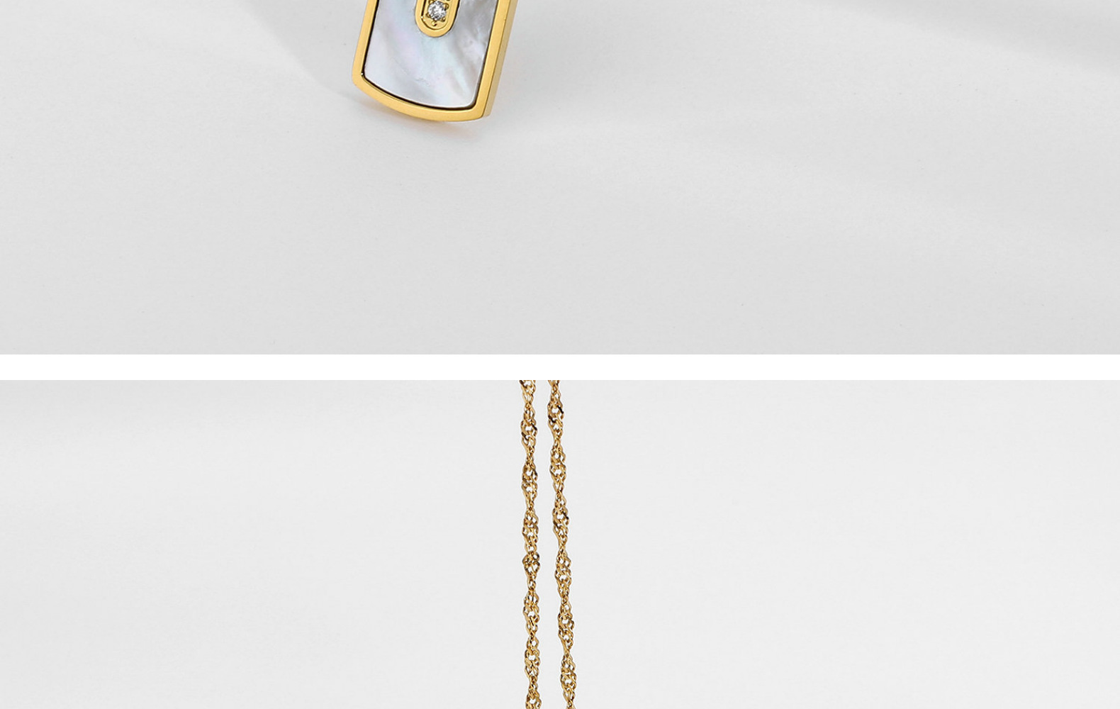 elegant zircon rectangular pendant 18K goldplated stainless steel necklacepicture6