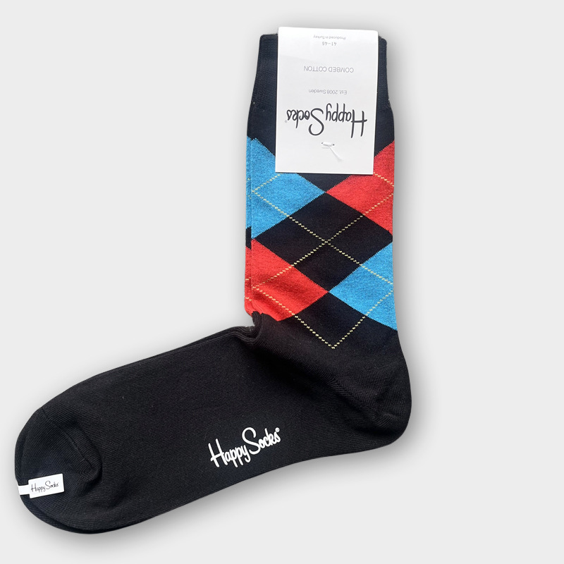 ハッピーソックス メンズソックス ミドル丈 コーマ綿 吸汗消臭 通気性 スウェーデン製 おしゃれ カラフル 薄手
