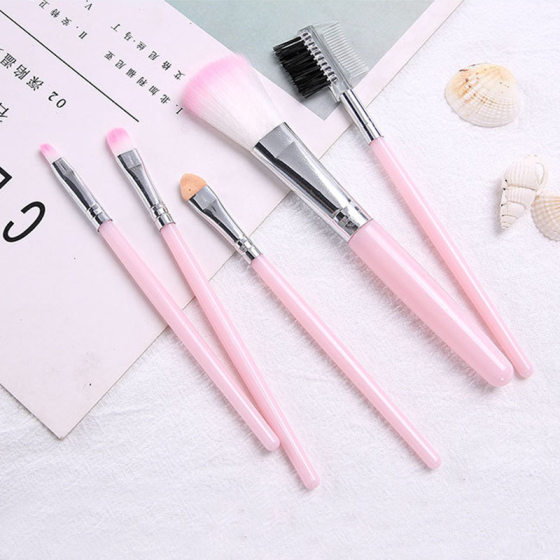 Eye Shadow Brush Single and Double Head Sponge 5 Brush Set Brush Portable Eye Beauty Makeup Stick Studio Beginner Eye Makeup Makeup Tool