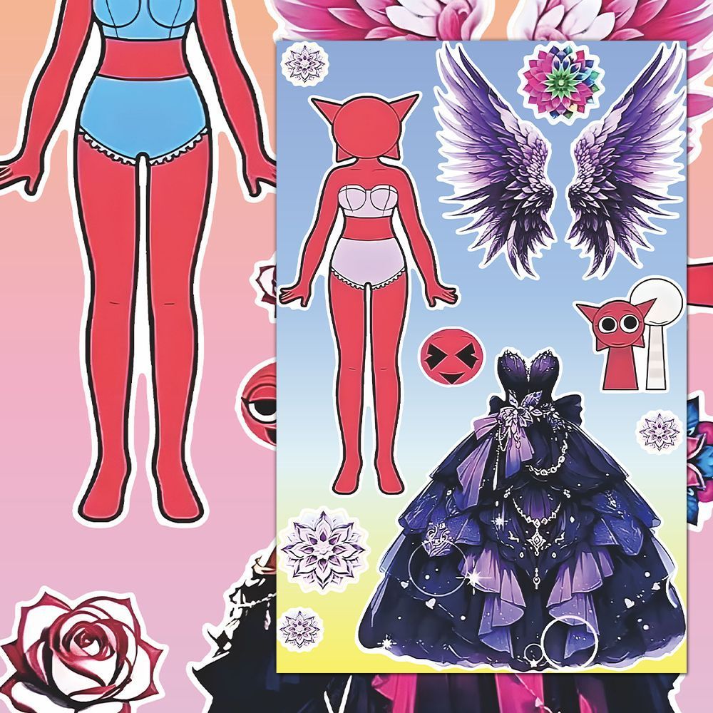 Actualización HD] Rhythm Box vestido de princesa cambio de pegatinas para niños puzzle creativo divertido material collage pegatinas