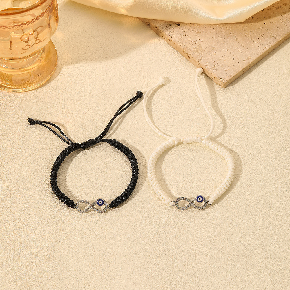 Moda europea y americana simple creativa ins blanco y negro con pareja cruzada cuerda tejida a mano traje pulsera