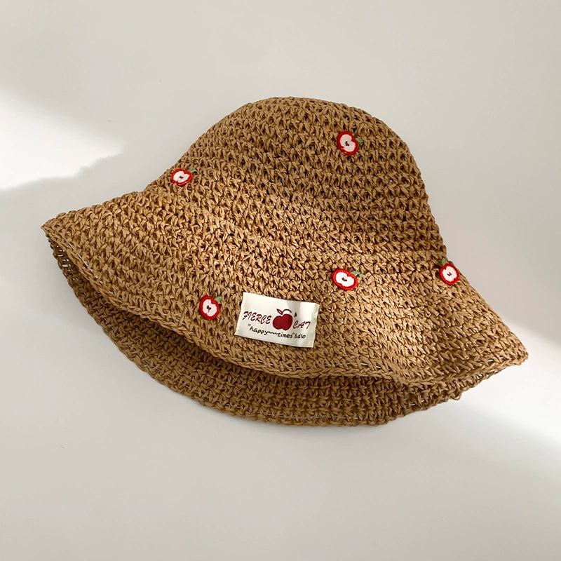 Соломенная летняя шляпа с солнечной защитой Apple Summer Beach Straw Hat, пляжный стиль, светлый оттенок или цветной, стандартная посадка