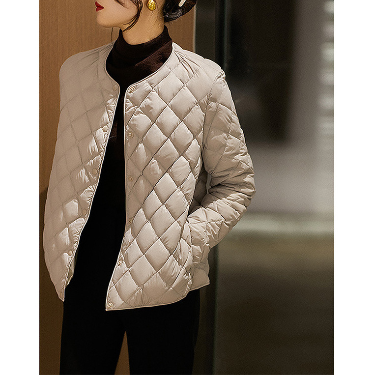 Cold black technology waterproof rhombus 95 white goose down lightweight down jacket women's high-end women's winter goose down jacket