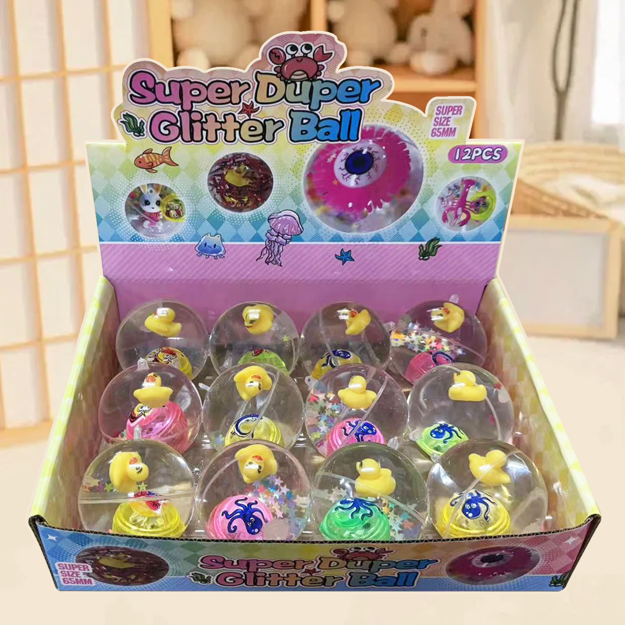 Bola elástica de cristal luminoso transparente, bola de agua flash, cuerda con cuerda, juguetes luminosos para niños, puestos de mercado nocturno, productos pequeños al por mayor