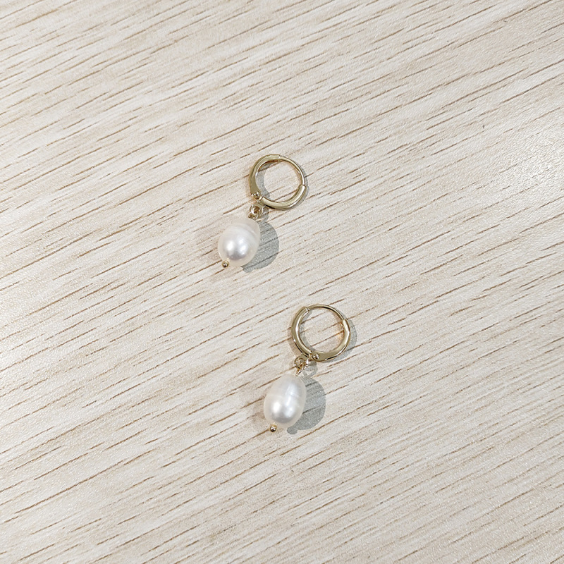 クロスボーダーAMZ電気商耳飾品18k金Cリングイヤリングボタン水滴淡水真珠バロックイヤリング女|undefined