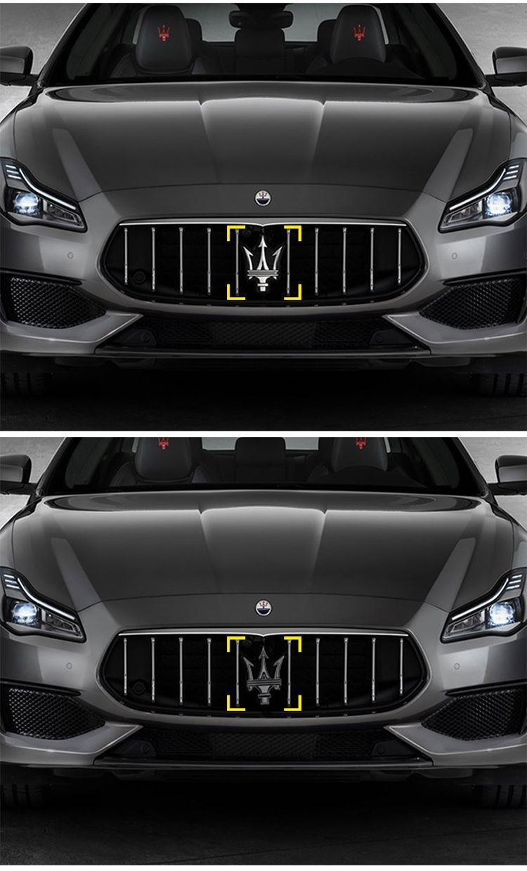 Specially Designed for Maserati Gt Center Grille Emblem, Front Trident Emblem, Front Car Emblem in Bright Silver, Black, Red, and Gold for Modification
