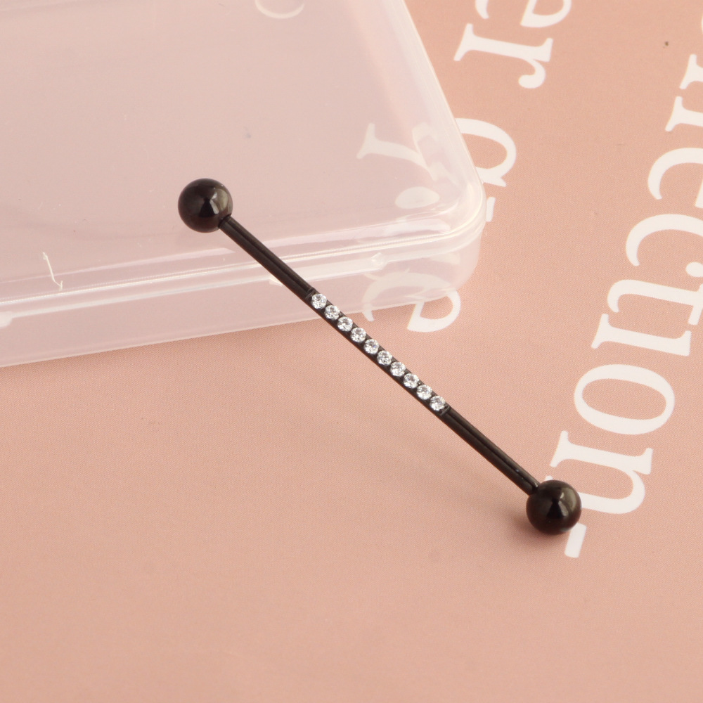 Stainless Steel Zircon Star Cartilage Earring Barbell Fashion Punk Piercing Jewelry Rose Gold detail image 10