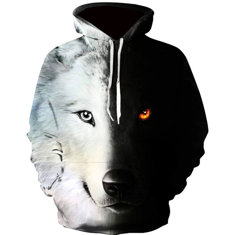 Cross-border factory direct 2022 digital printing cool wolf hooded 3D long sleeve sweater trend Amazon Cross-border factory direct 2022 digital printing cool wolf hooded 3D long sleeve sweater trend Amazon
