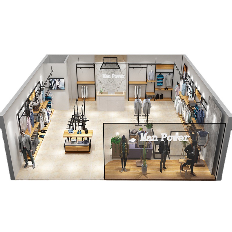 Estante de los hombres ocasionales pantalones vaqueros estante de exhibición estante de la tienda de ropa soporte de exhibición montado en el piso de pared móvil percha