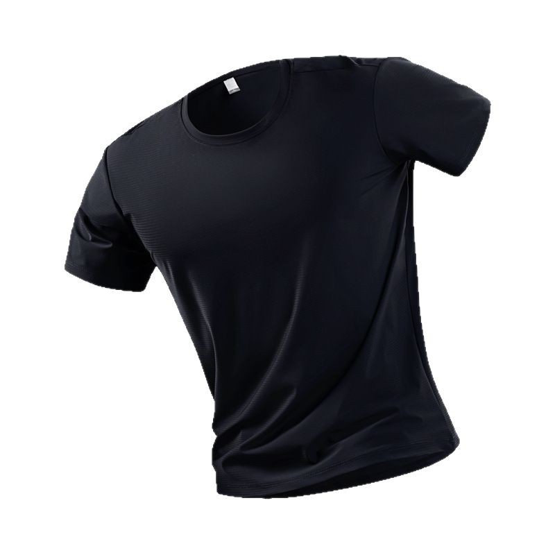 solid thin breathable quick dry silk short sleeve T-shirt for…