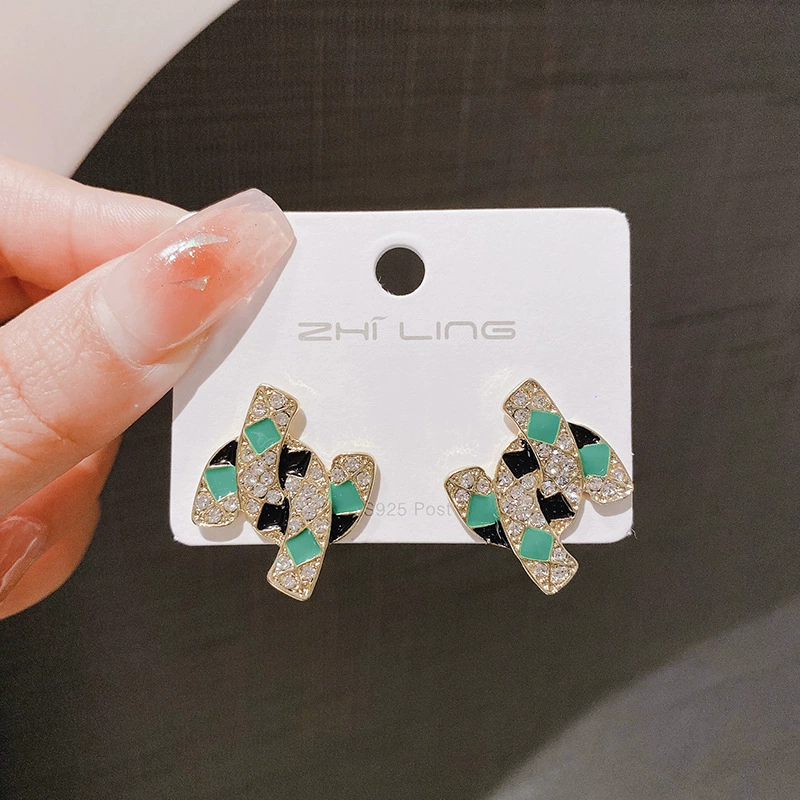 Серебряная игла, модный дизайн серег, образец 925 пробы, оптом