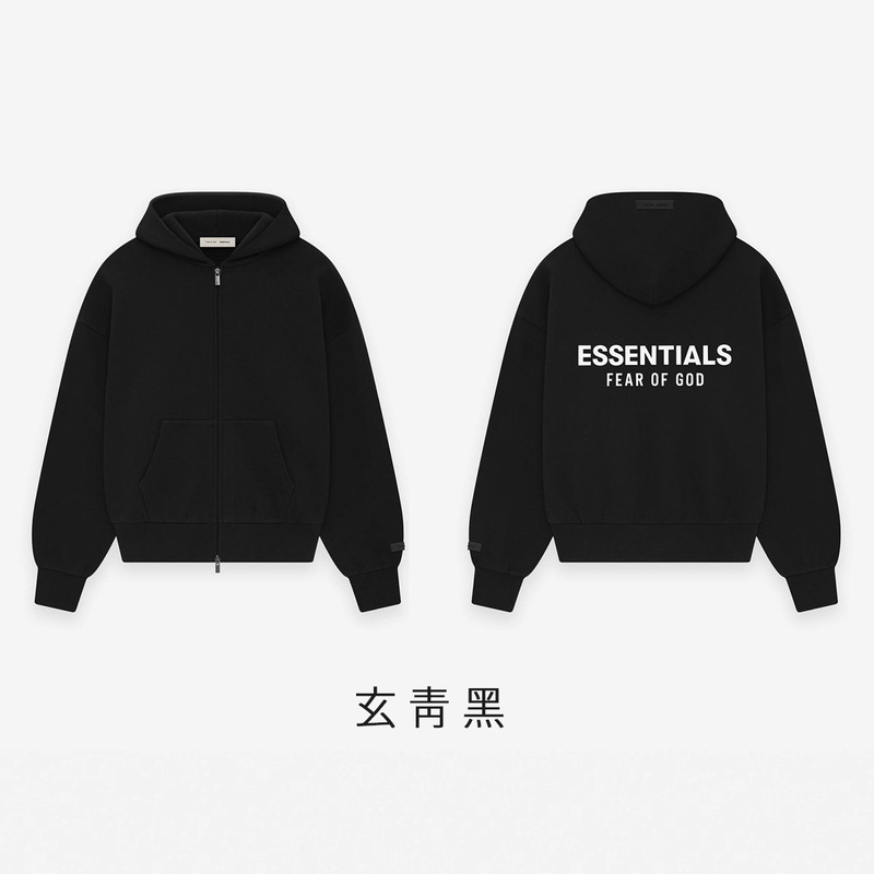 25SS ESSENTIALS美式高街小众潮牌字母秋冬加绒拉链外套卫衣男女|undefined
