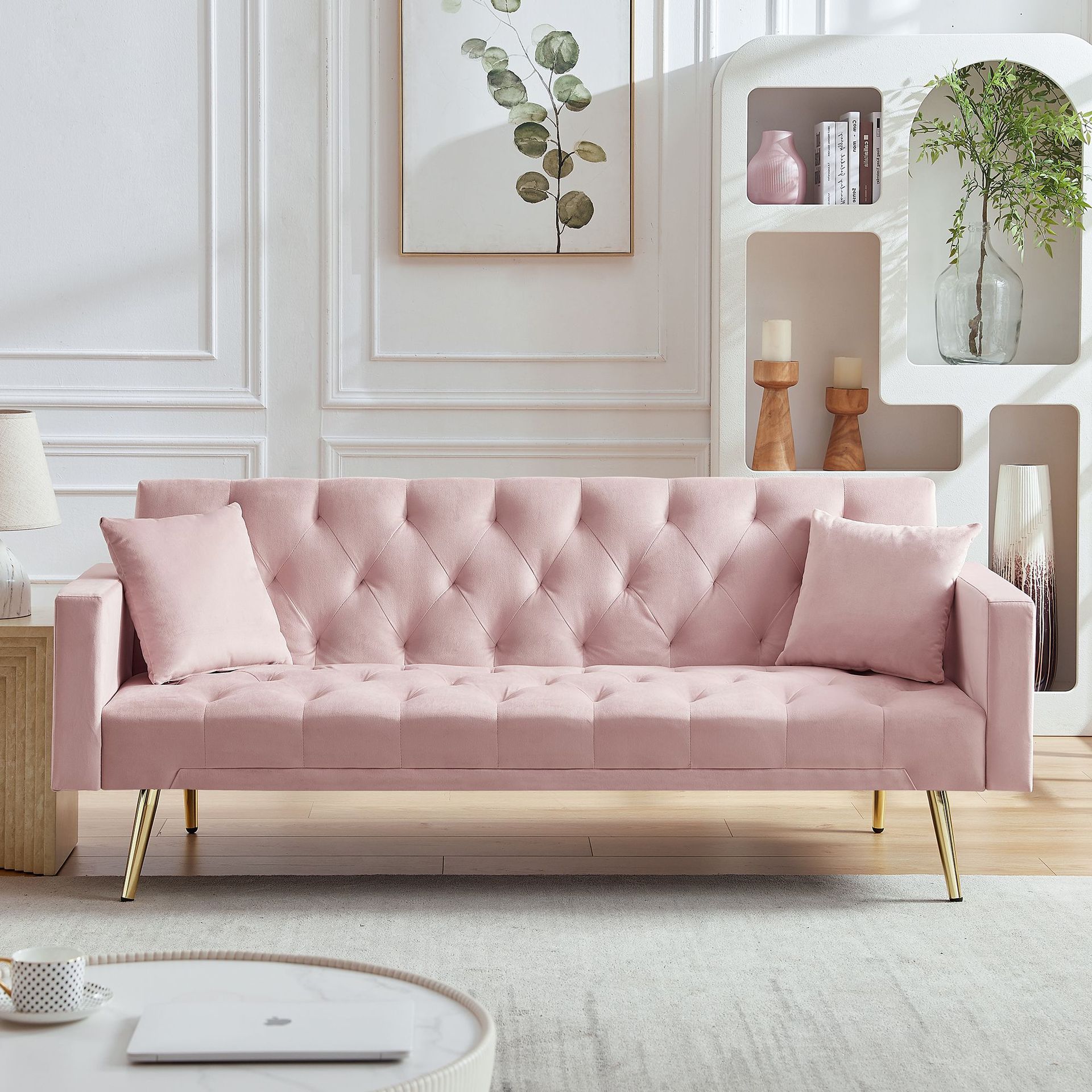 Sofá de tela ligero de lujo pequeño tipo de casa muebles de sala de estar apartamento de alquiler en línea popularidad sofá moderno doble