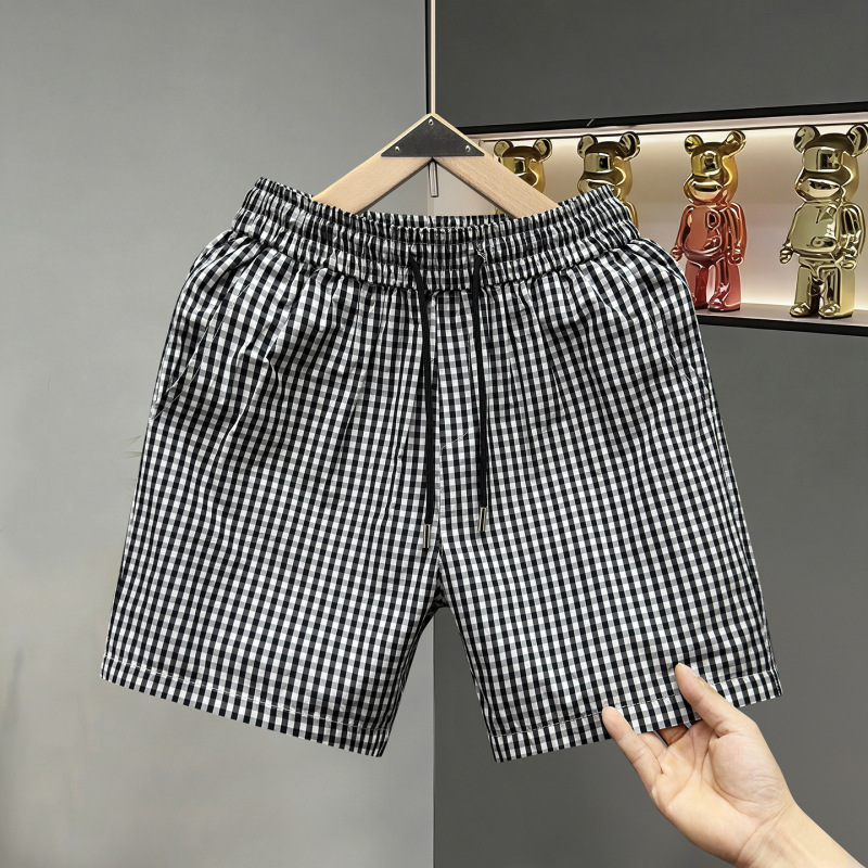 Summer New Plaid Three-Quarter Pants for Men and Women, Loose and Versatile, Breathable Sports Shorts, Running Training Quick-Dry Beach Shorts, Trendy