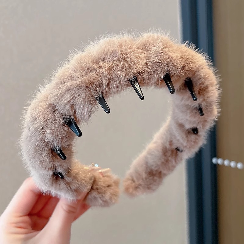 Peludo ondulado bandas de cabello 2025 nuevo alto cráneo bandas de cabello adornamiento de cabello otoño y invierno sensación de alta calidad temperamento retro clip para el cabello