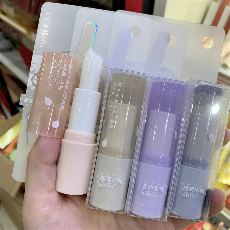 Bálsamo labial incoloro Lei Qi, hidratante, diseño de dibujos animados