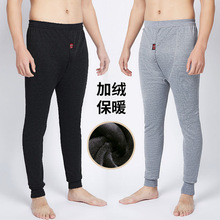 07不倒绒厂家男士保暖裤冬季加绒加厚修身男绒裤毛裤一体裤