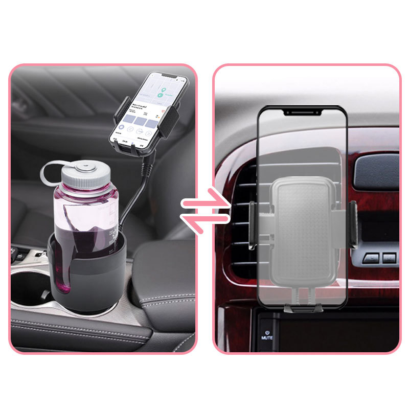 2022新款车载杯架扩展器多功能二合一汽车杯架手机支架可旋转调节