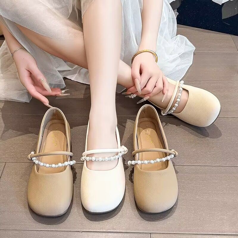 Zapatos franceses de cuero suave con falda zapatos de mujer primavera y verano 2026 nuevos zapatos de Mary Jane con zapatos planos