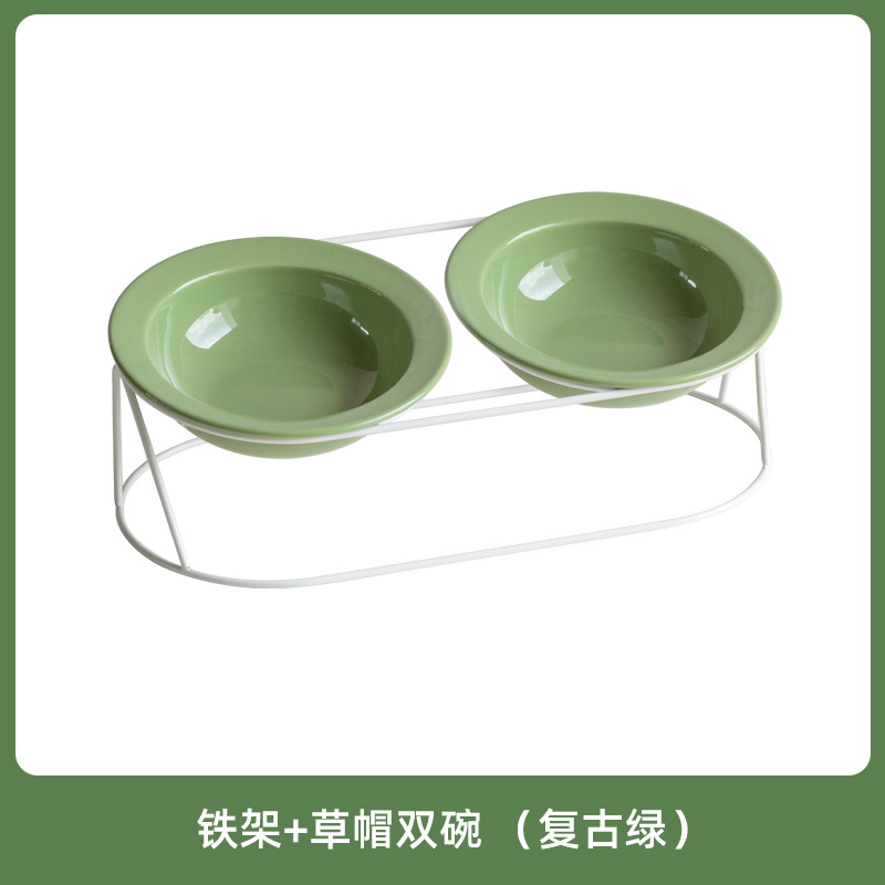 Cerámica inclinada para artículos de mascotas doble cuello protector de cuello para gatos tazón de comida para gatos aumento anti-derroquear tazón de agua para gatos y perros tazón de grano