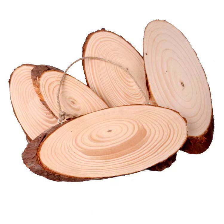 Log piece oblique wood piece handmade diy painting graffiti annual ring oval piece pine piece door number pendant manufacturers wholesale