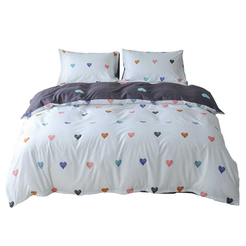 跨境家纺亚马逊速卖通ebay爱心印花被套枕套三件套一件代发