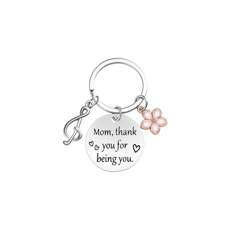 Amazon's Popular Pink Flower Stainless Steel Keychain Is a Stainless Steel Engraved Gift for Elders on Father's Day and Mother's Day