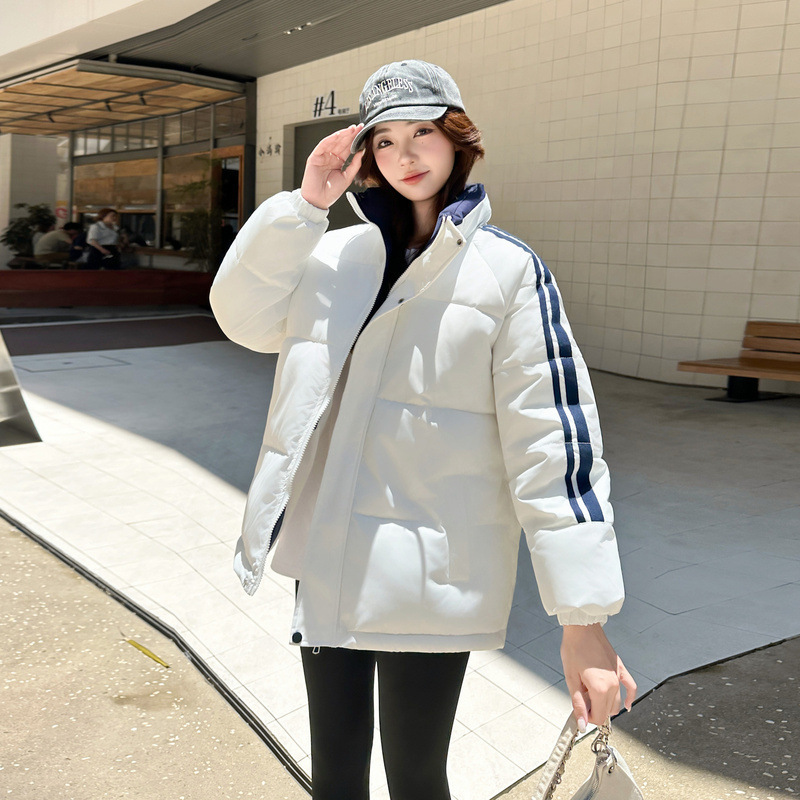 2025 ropa de algodón de pluma de invierno nueva ropa de algodón con cremallera coreana para mujeres suelta gruesa chaqueta de pan caliente para estudiantes