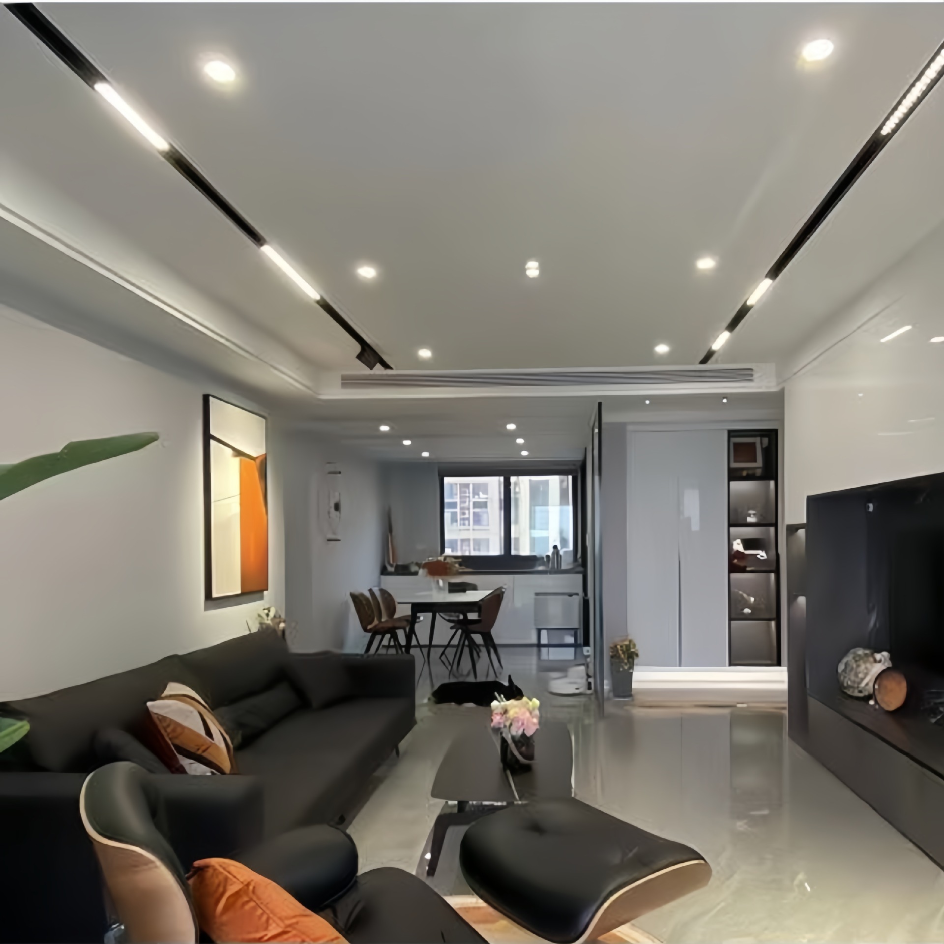 Lámpara de succión magnética led, sala de estar integrada, hogar, sin luz principal, fabricante, banda de riel de guía oculta, lámpara de riel de succión magnética