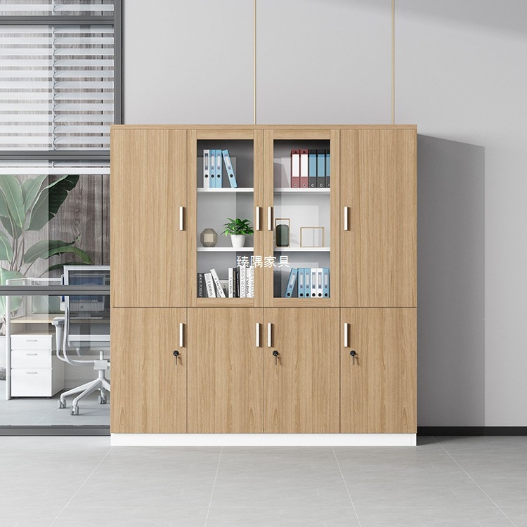 Gabinete de archivos de madera simple y moderno Gabinete de archivos Gabinete de archivos Gabinete de almacenamiento Gabinete de vidrio con bloqueo Gabinete de oficina