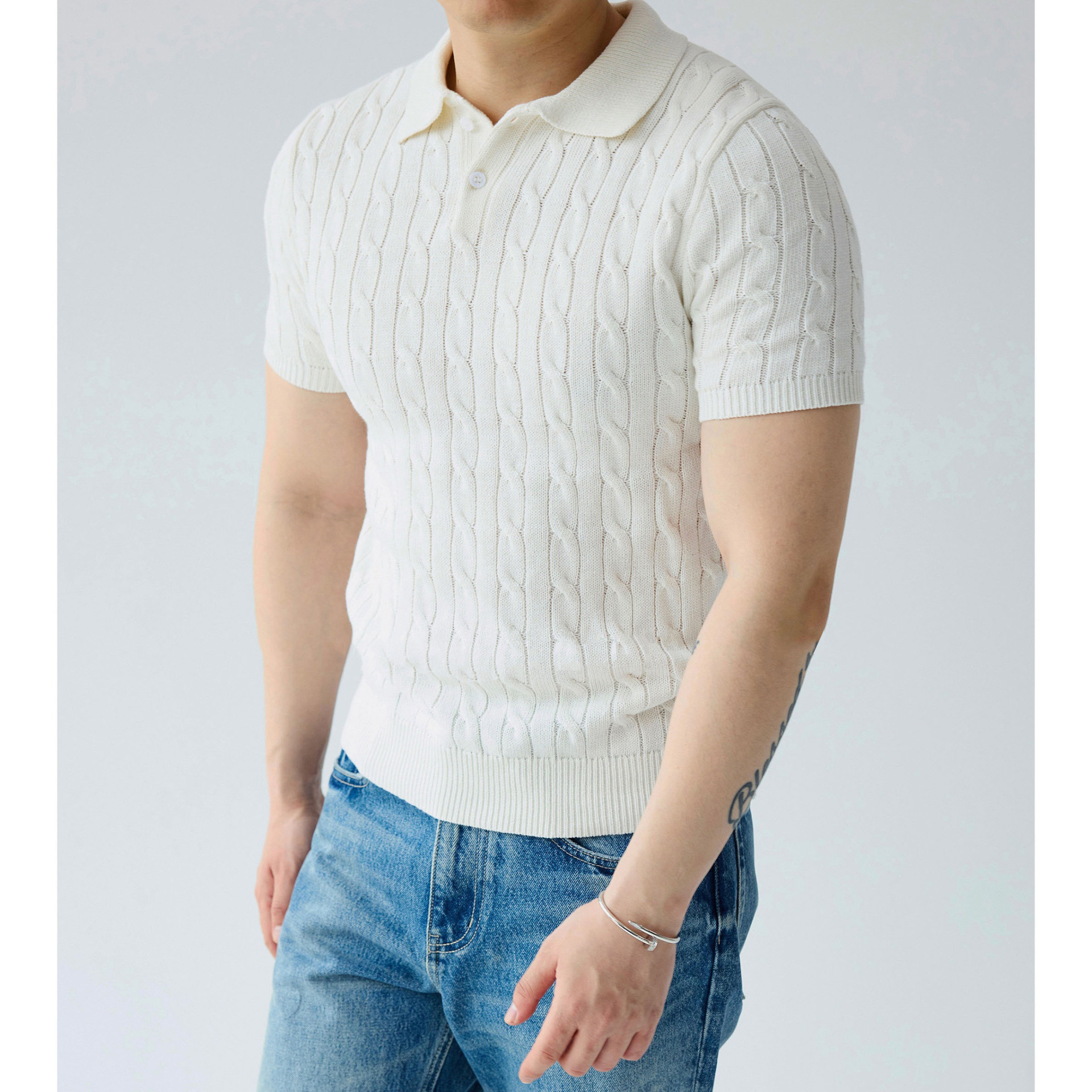 Polo camiseta de punto camiseta de manga corta hombre solapa torsión torcida vieja camiseta de hielo de verano fábrica transfronteriza al por mayor