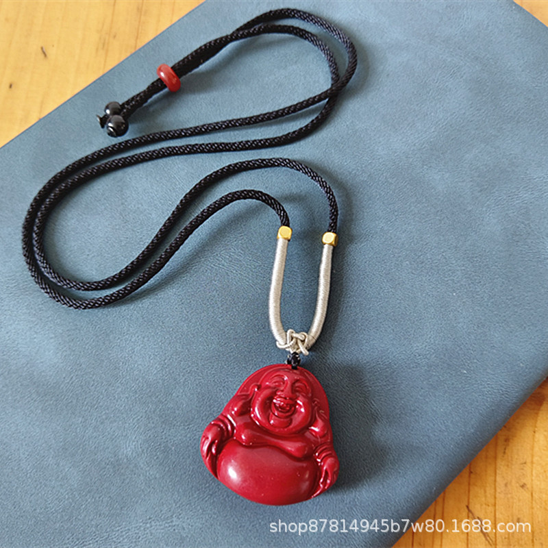 검은 밧줄이있는 보라색 금 모래 부처 (32*31mm)