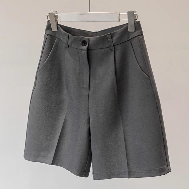 Plus-Size 150kg Casual Suit Shorts for Women, Summer Korean Version, Loose and Slimming High-Waisted Knee-Length Straight Shorts