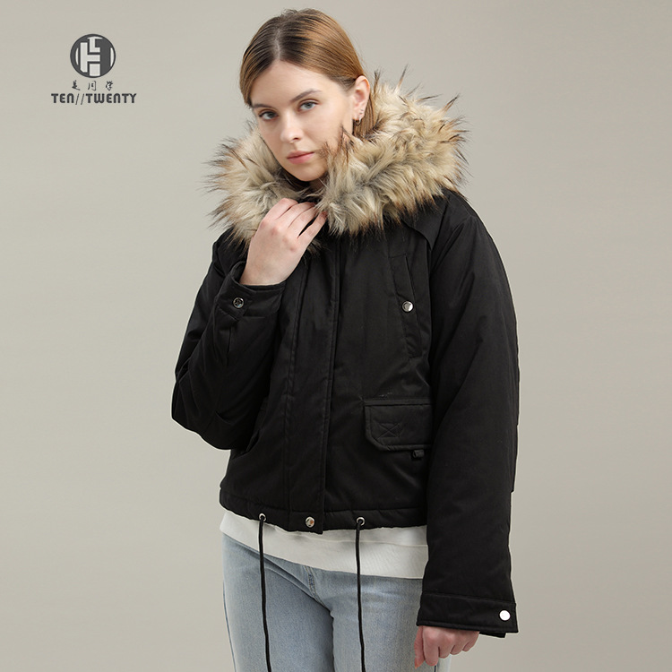 Chaqueta Acolchada con Cuello de Piel para Mujer