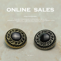 [Yi Sen] Chanel-style vintage metal eye buttons, tweed jacket with fur trim, decorative buttons for coats