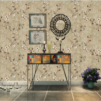 AB fashion Vine Plum blossom wallpaper television background Bedroom decor Non-woven wallpaper American Vintage Brown