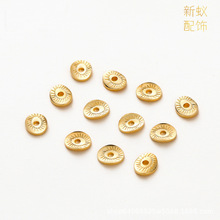 14K纯铜保色真金条纹眼睛隔片弧形车花中孔圆片 DIY手工垫片隔珠